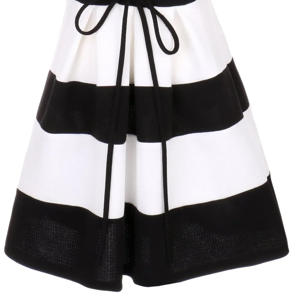 Girl Sleeveless Dress Color Block Striped Summer Special Flower Girl Dress 4-14 - Picture 4 of 4